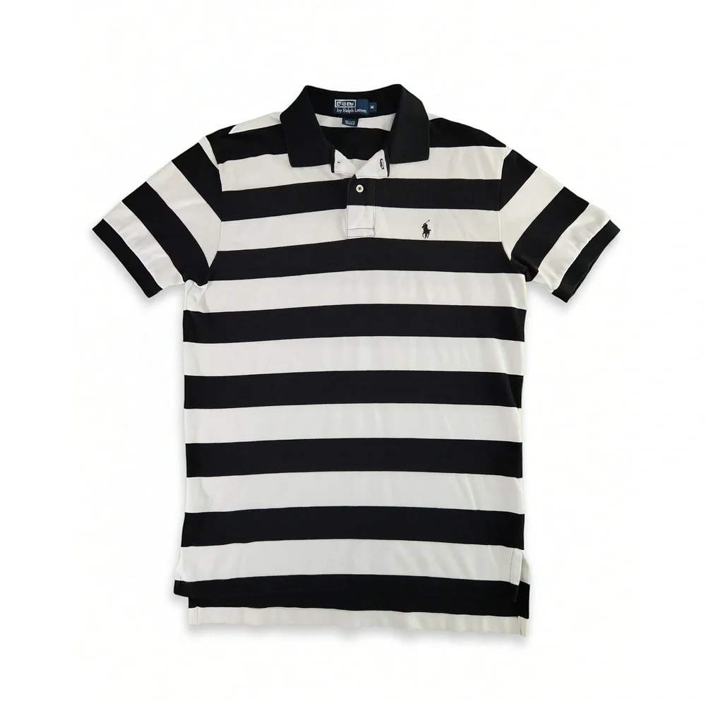 Polo Ralph Lauren Classic Fit Polo Shirt Mens M Striped Cotton Preppy Collegiate